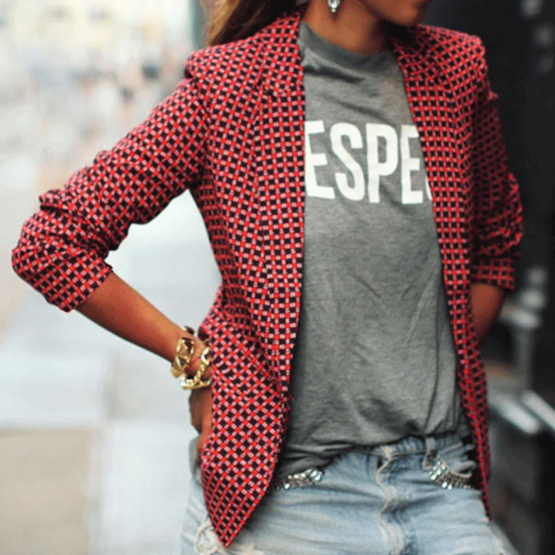 Blazer s geometrickým vzorem a klasickým střihem pro ženy