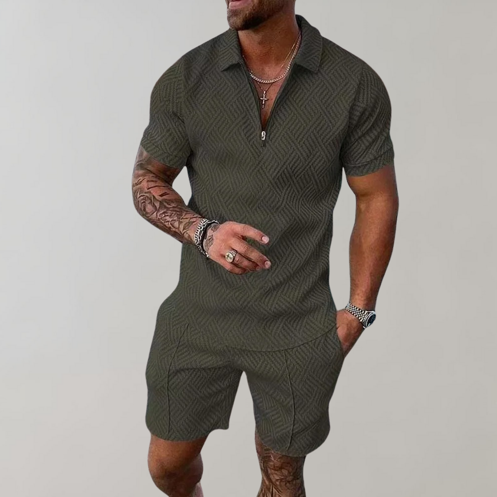 Letní set s polo tričkem a krátkými kalhotami pro muže