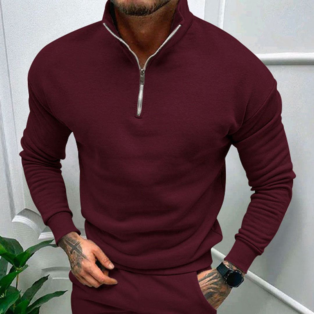 Pánská mikina s polo zipem a moderním designem
