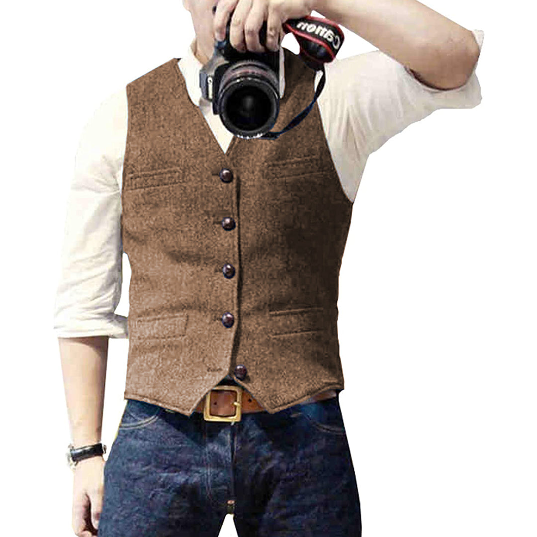 Pánský gilet s klasickým střihem a kapsami