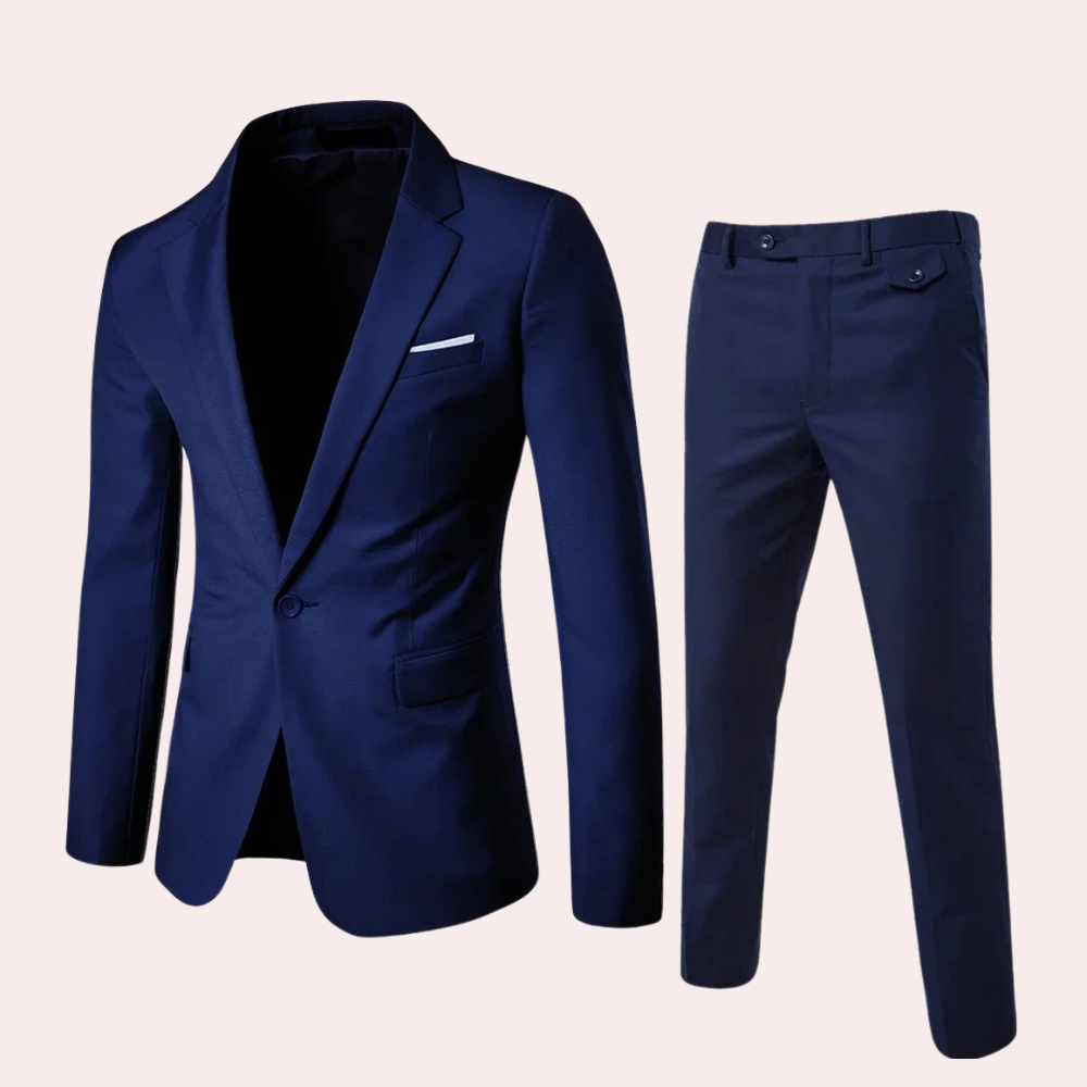 Pánský oblek s elegantním blazerem a slim fit kalhotami