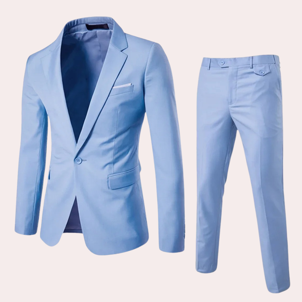Pánský oblek s elegantním blazerem a slim fit kalhotami