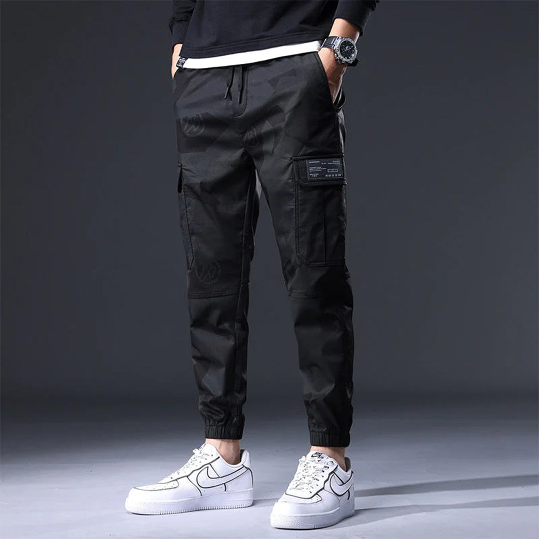 Streetwear kalhoty s elastickým pasem a kapsami pro muže