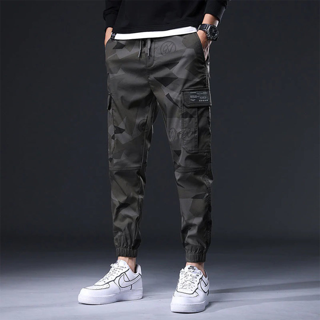 Streetwear kalhoty s elastickým pasem a kapsami pro muže