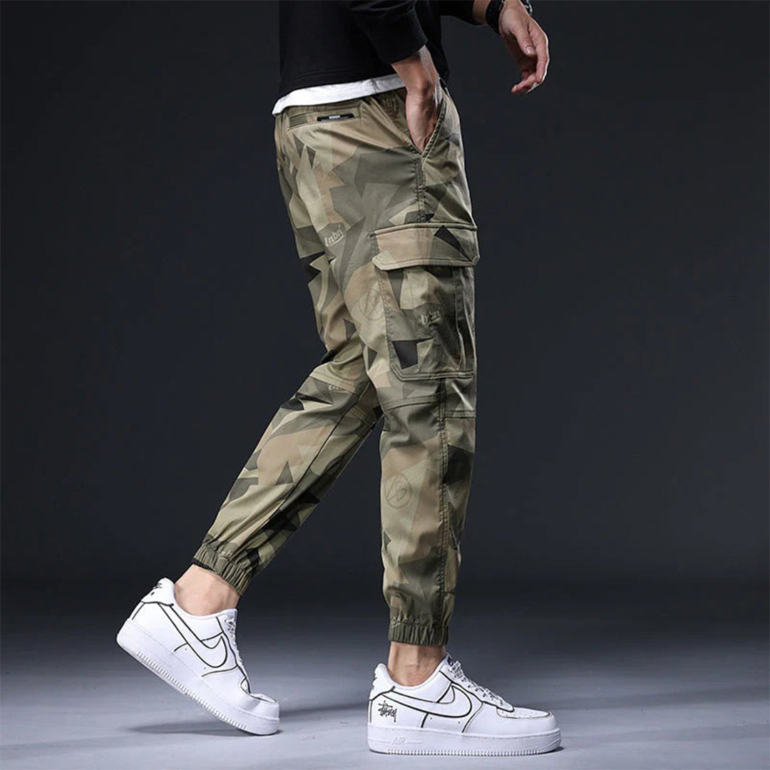Streetwear kalhoty s elastickým pasem a kapsami pro muže