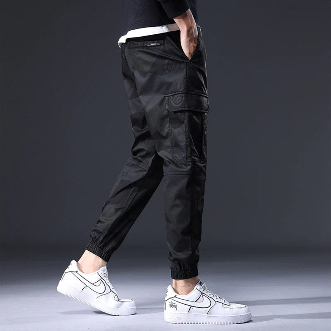 Streetwear kalhoty s elastickým pasem a kapsami pro muže