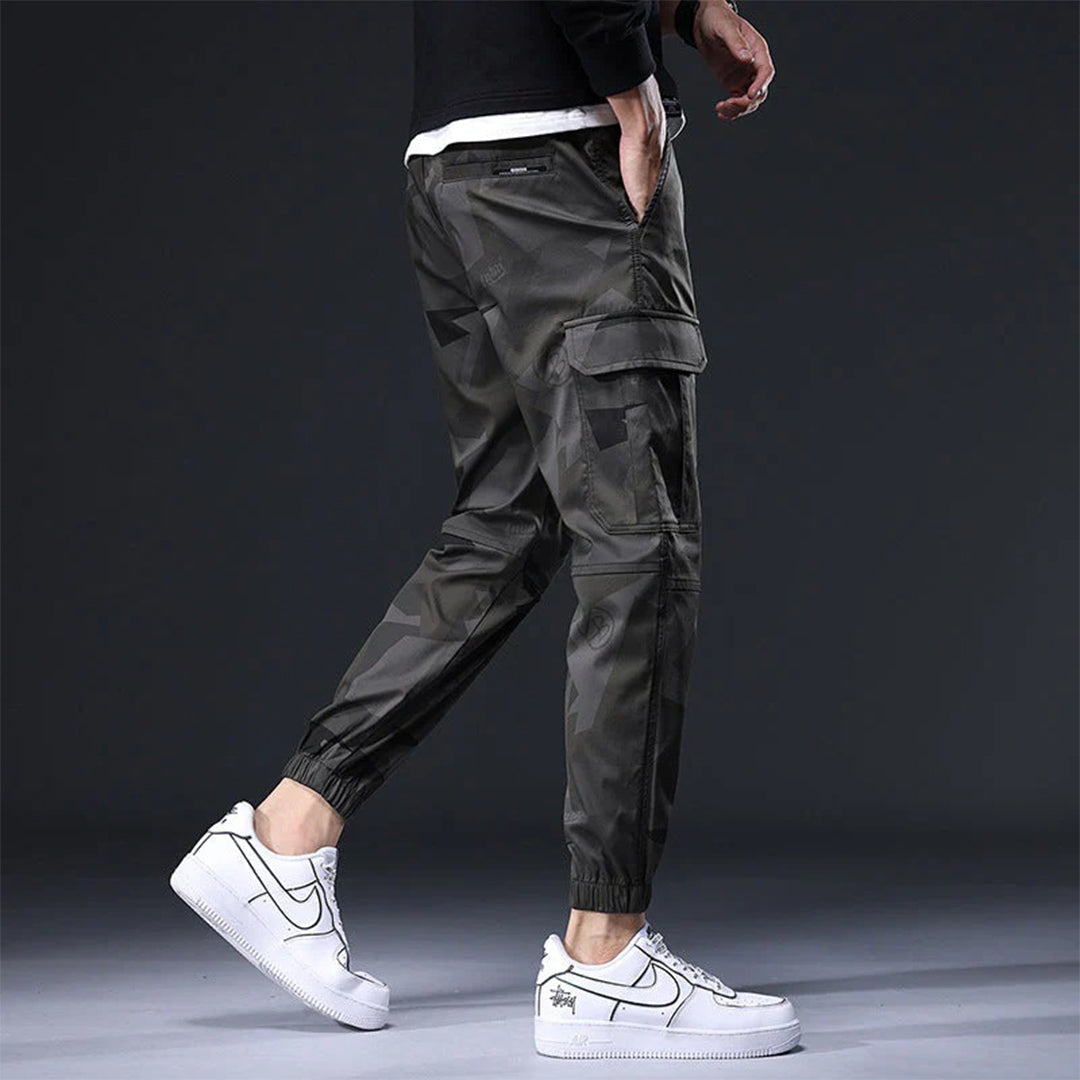 Streetwear kalhoty s elastickým pasem a kapsami pro muže