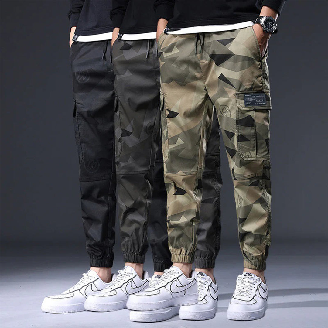 Streetwear kalhoty s elastickým pasem a kapsami pro muže