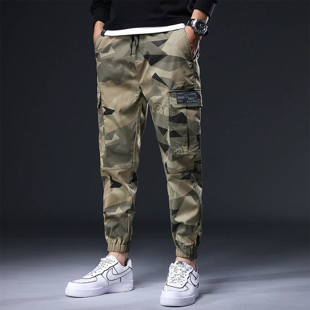 Streetwear kalhoty s elastickým pasem a kapsami pro muže