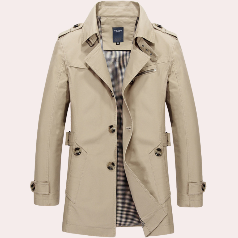 Trenchcoat s elegantním designem a kvalitním materiálem pro muže