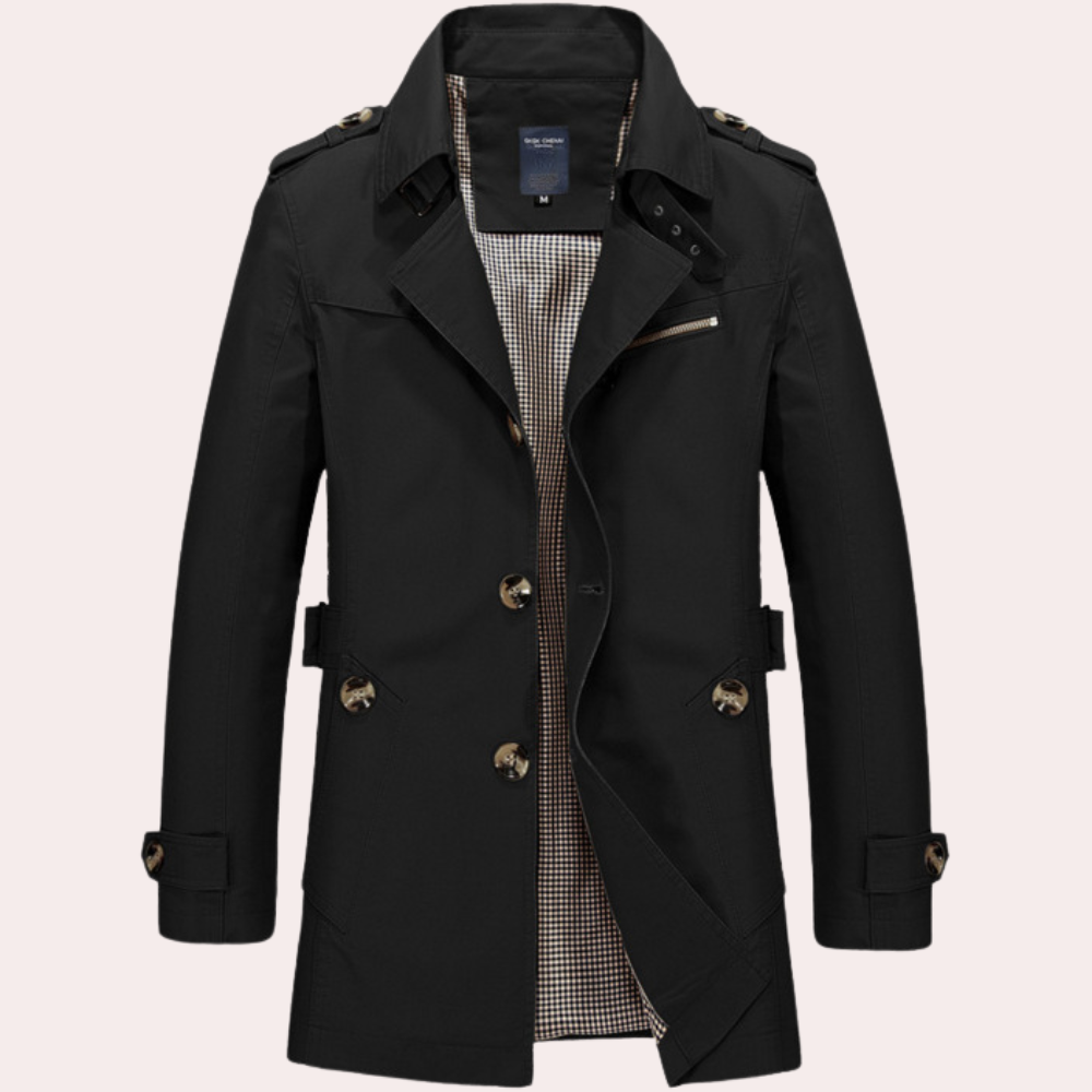 Trenchcoat s elegantním designem a kvalitním materiálem pro muže
