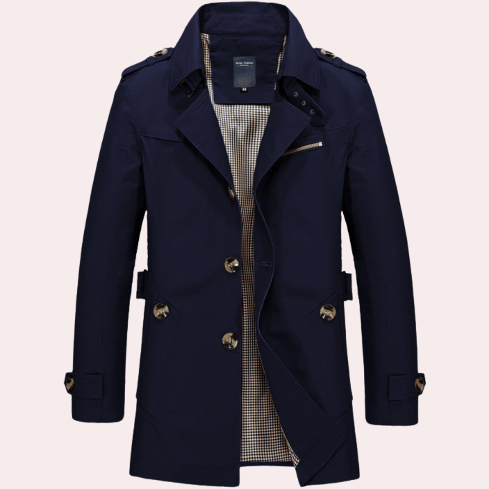 Trenchcoat s elegantním designem a kvalitním materiálem pro muže