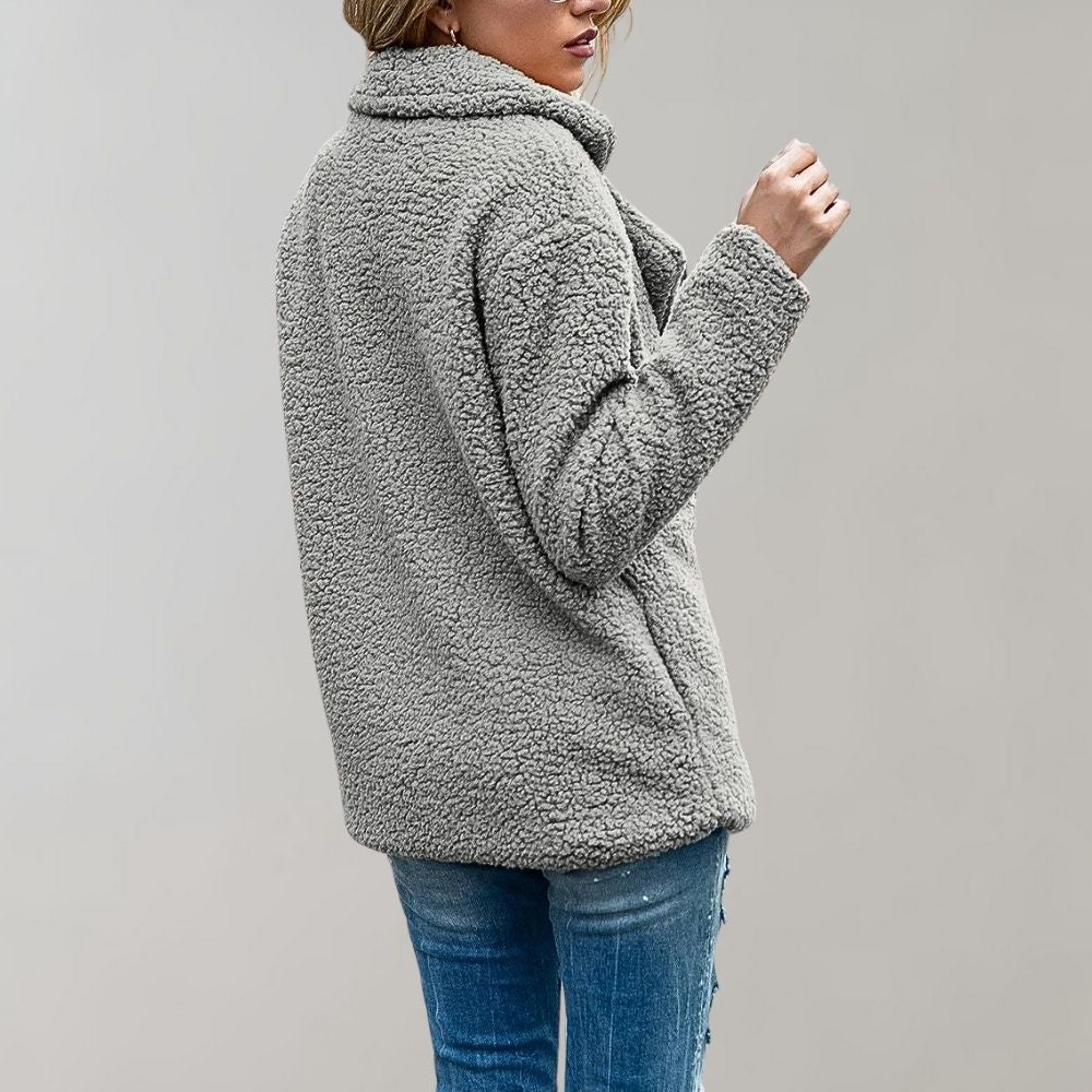 Zimní bunda s knoflíky a texturou pro ženy